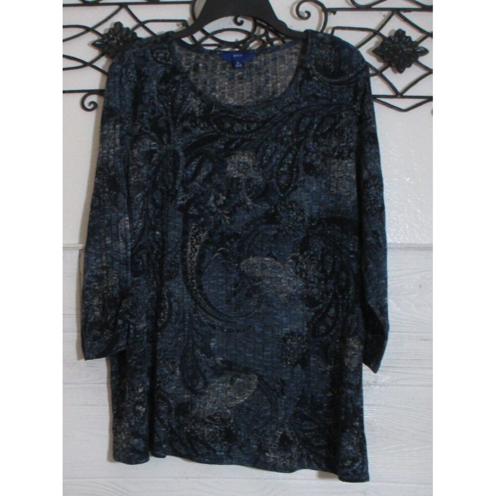Apt.9 Women's Knit Top Size XL Long Sleeve Multicolored Paisley Round Neck
